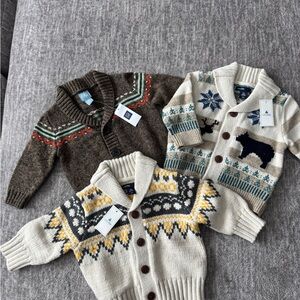 Cozy Knit Cardigan for Kids - Brown, Cream, and White